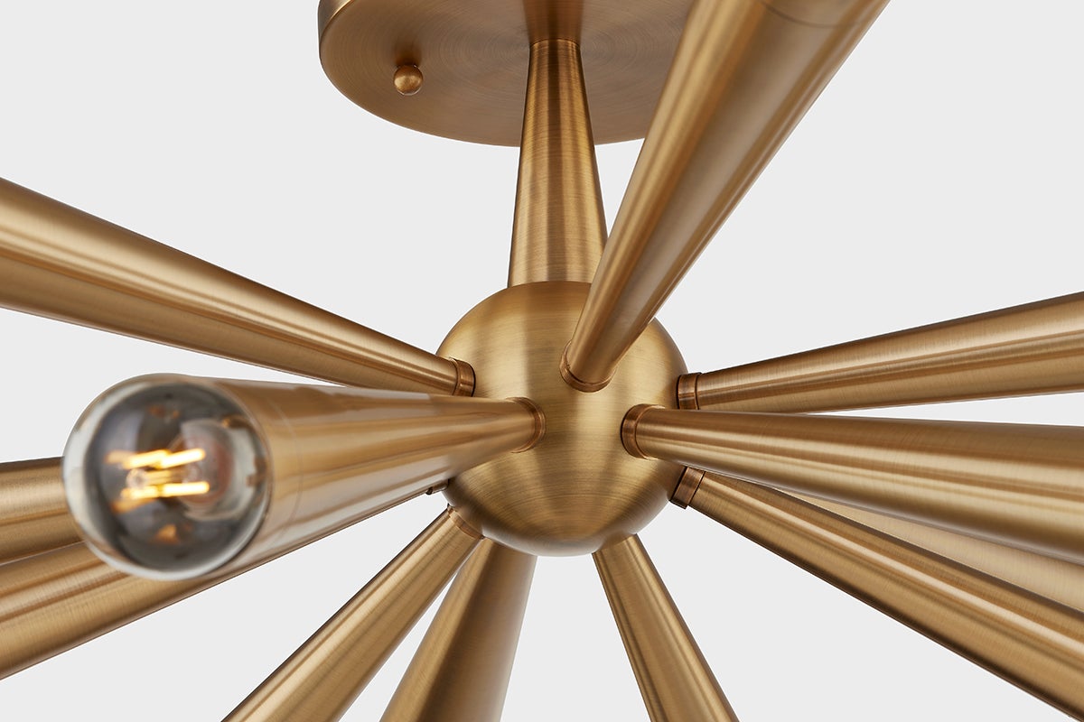 Keanu 5-Light Semi-Flush Ceiling Light in Patina Brass by Troy Lighting - Vintage Sputnik Design