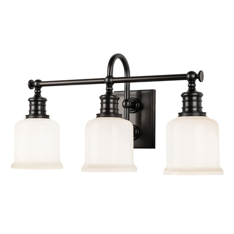 Keswick 3-Light Vanity Light by Hudson Valley, Opal Glossy Shades, Dimmable, UL Damp Safety Rated