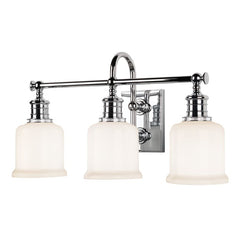 Keswick 3-Light Vanity Light by Hudson Valley, Opal Glossy Shades, Dimmable, UL Damp Safety Rated