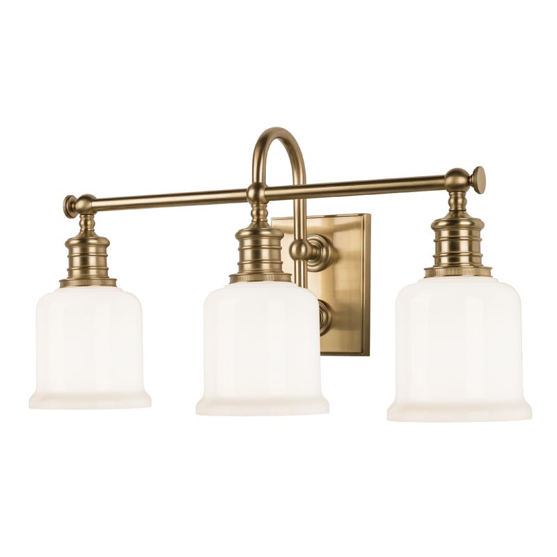 Keswick 3-Light Vanity Light by Hudson Valley, Opal Glossy Shades, Dimmable, UL Damp Safety Rated