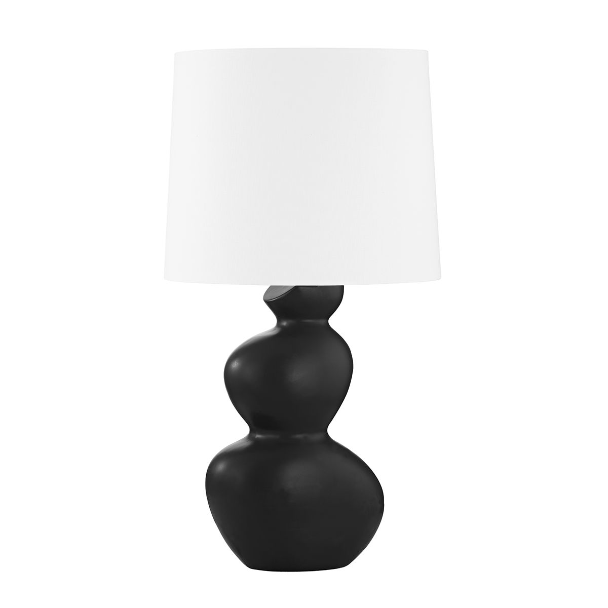 Kingsley Table Lamp 28.25" Height Aged Brass & Ceramic 3 Orb Design With White Linen Shade