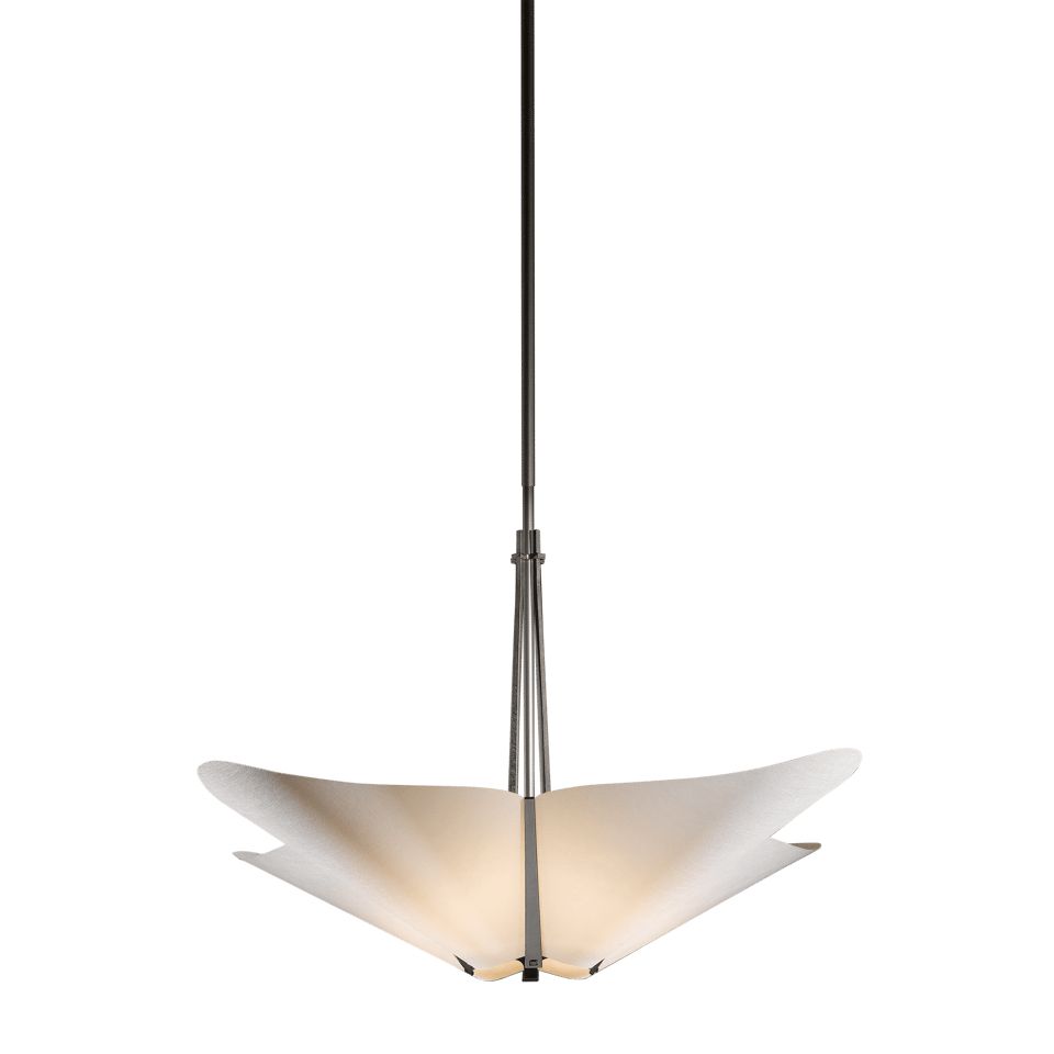 Hubbardton Forge Kirigami 4-Light Pendant, Handcrafted Modern Design with Frost Glass Shade, Dimmable