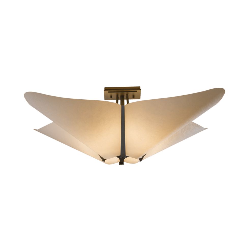 Hubbardton Forge Kirigami Semi-Flush Light Fixture, 4-Light, Dimmable, Handcrafted in Vermont