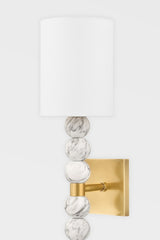 Kodiak Wall Sconce by Corbett Lighting, Dimmable Honed Marble & Vintage Brass Accent, UL Damp Rated