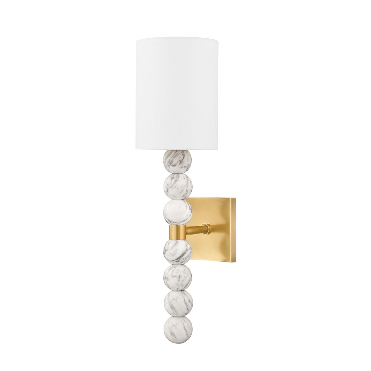 Kodiak Wall Sconce by Corbett Lighting, Dimmable Honed Marble & Vintage Brass Accent, UL Damp Rated