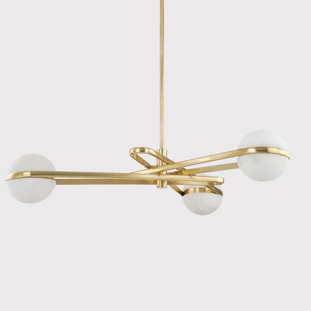 Kyomi Chandelier 353-52-VB by Corbett Lighting - Alabaster Globes, Dimmable, Vintage Brass Finish