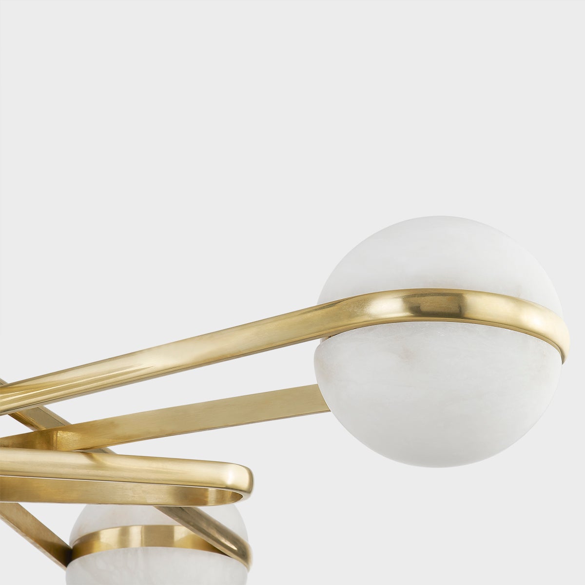 Kyomi Chandelier 353-52-VB by Corbett Lighting - Alabaster Globes, Dimmable, Vintage Brass Finish