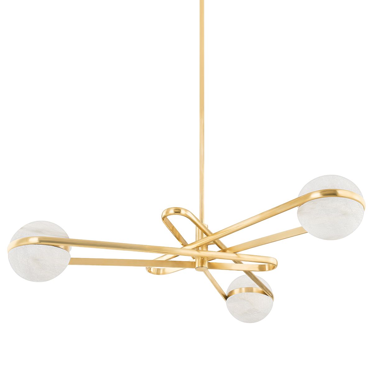 Kyomi Chandelier 353-52-VB by Corbett Lighting - Alabaster Globes, Dimmable, Vintage Brass Finish