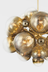 Kyoto Large Chandelier by Corbett Lighting, 40.5" H, Polished Brass, Ombre Glass Globes, Dimmable