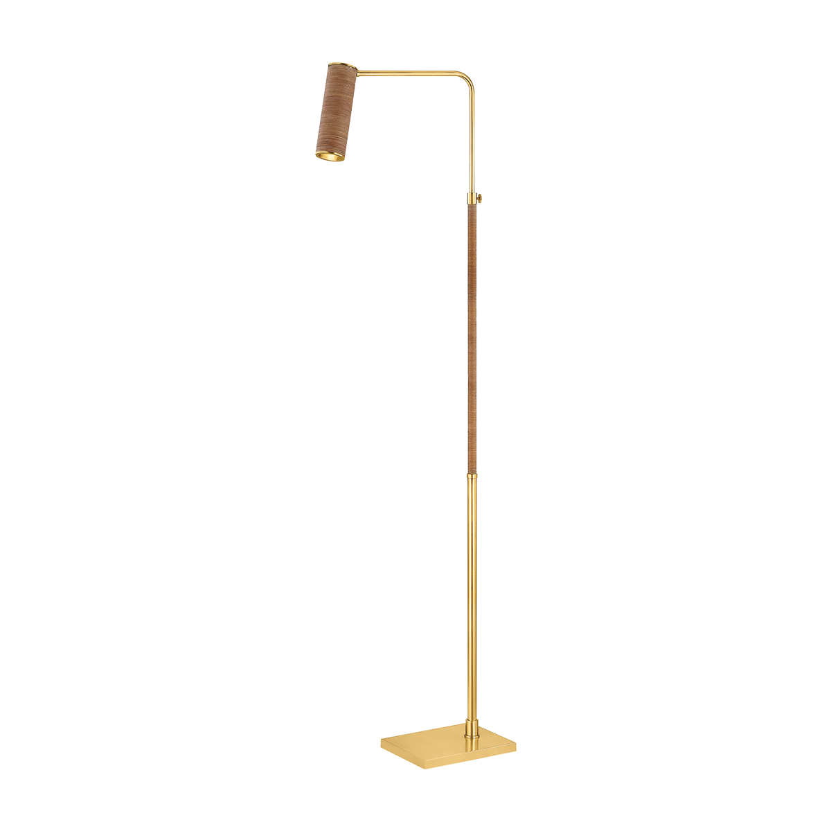 Hudson Valley Lighting Narragansett Floor Lamp – Aged Brass & Natural Rattan, Dimmable, 58.75"