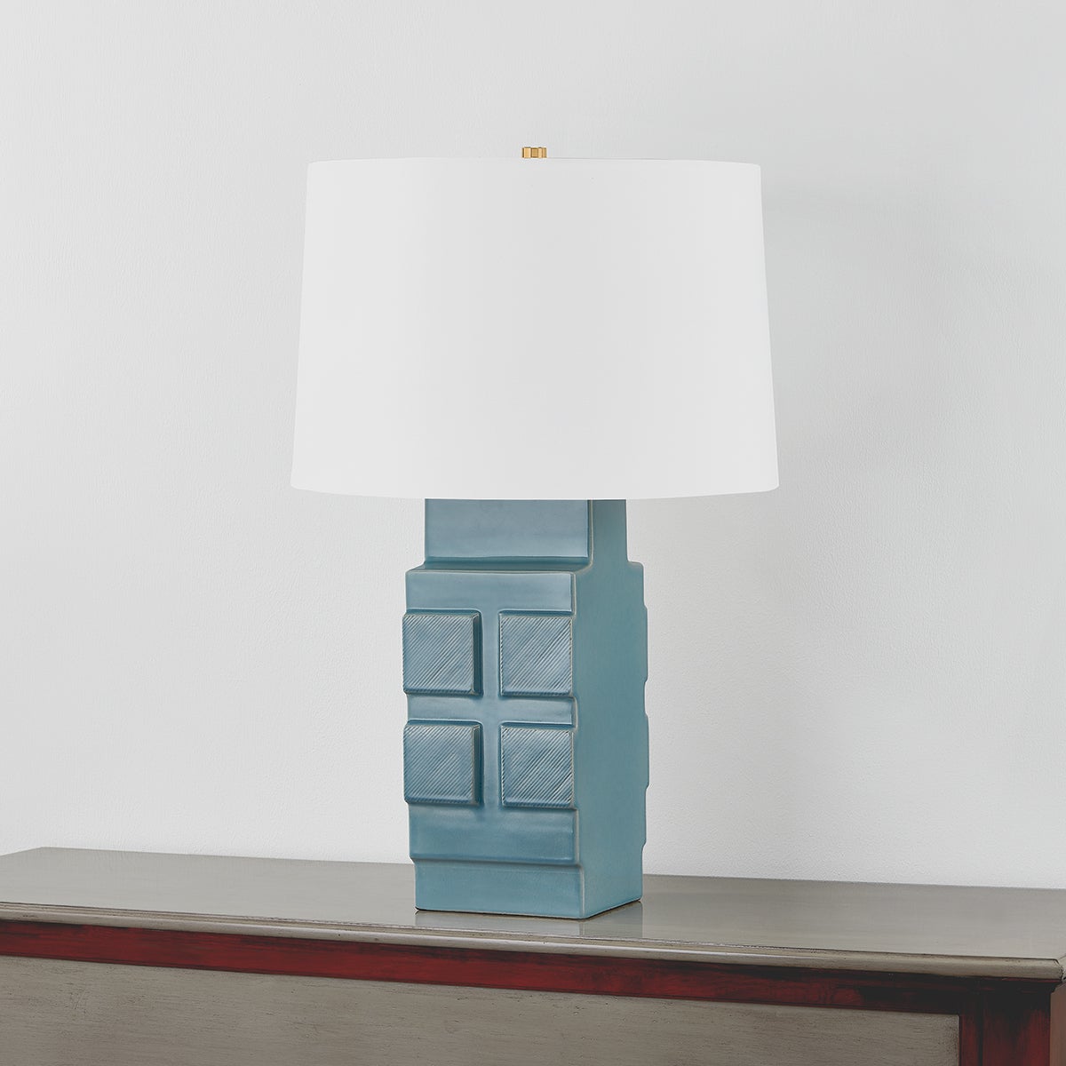 Sarai Table Lamp 29.25"H by Hudson Valley Lighting - Aged Brass & Moonstone Granite Base