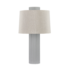 Manchester Table Lamp 28"H Aged Brass & Shell Grey Ceramic with Natural Linen Shade by Hudson Valley