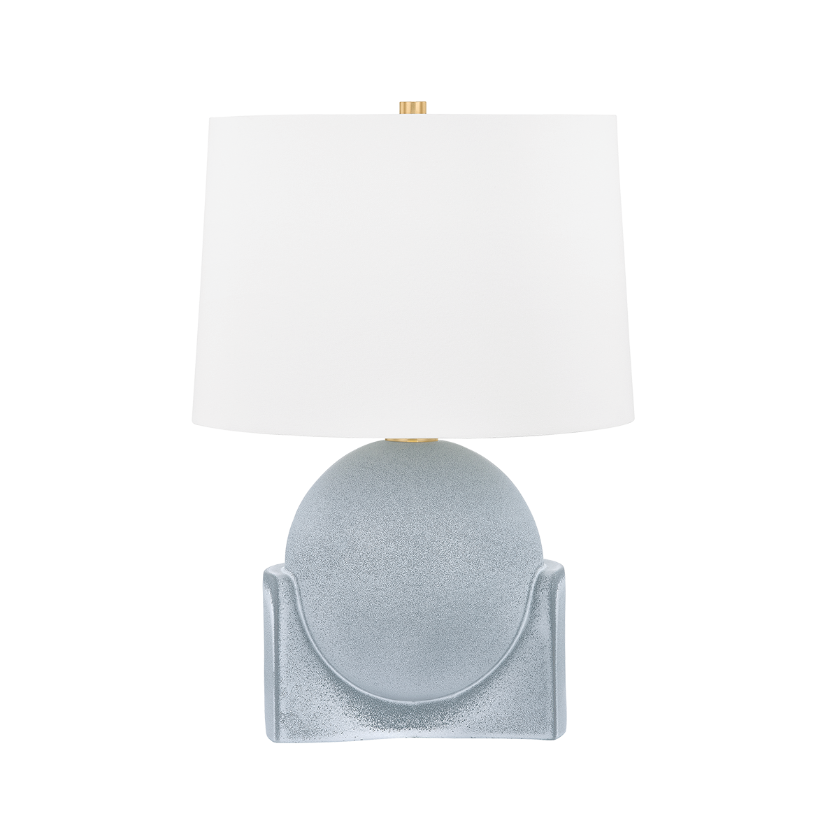 Leeston Table Lamp 22.75"H - Aged Brass & Ceramic Reactive Shell with White Linen Shade