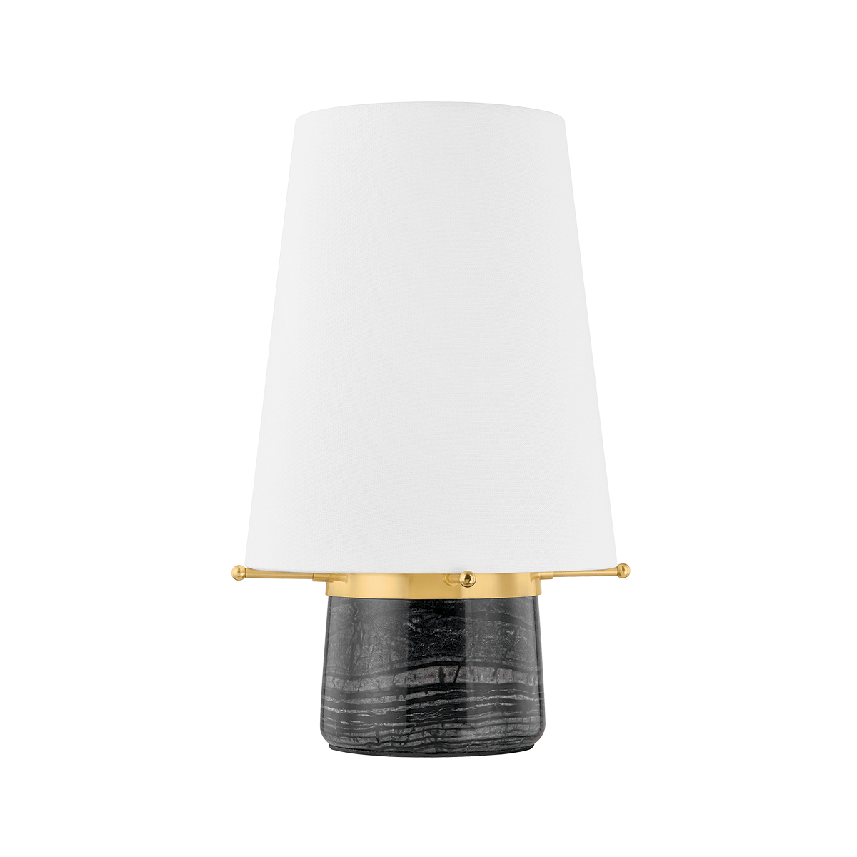 Central Valley Rechargeable Table Lamp by Hudson Valley Lighting, Aged Brass & Marble, Dimmable, 12-15 Hour Battery Life