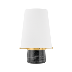 Central Valley Rechargeable Table Lamp by Hudson Valley Lighting, Aged Brass & Marble, Dimmable, 12-15 Hour Battery Life