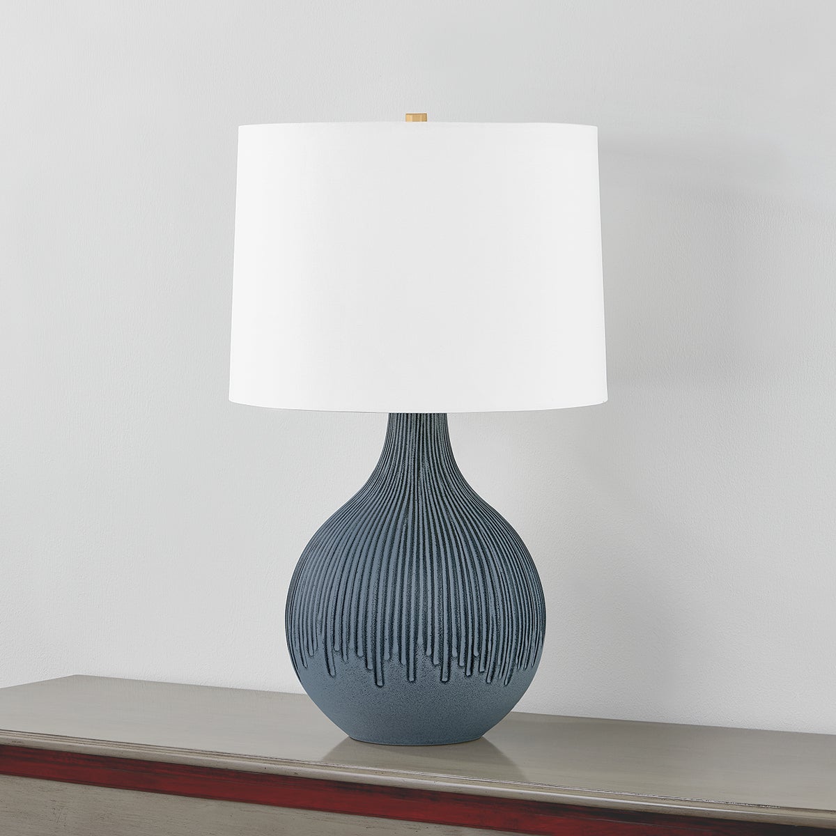 Nepperhan Table Lamp by Hudson Valley Lighting - 28" H Gourd Shape in Aged Brass and Ceramic Blue