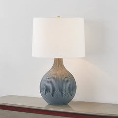 Nepperhan Table Lamp by Hudson Valley Lighting - 28" H Gourd Shape in Aged Brass and Ceramic Blue