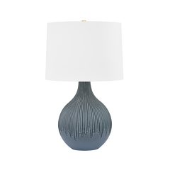 Nepperhan Table Lamp by Hudson Valley Lighting - 28" H Gourd Shape in Aged Brass and Ceramic Blue