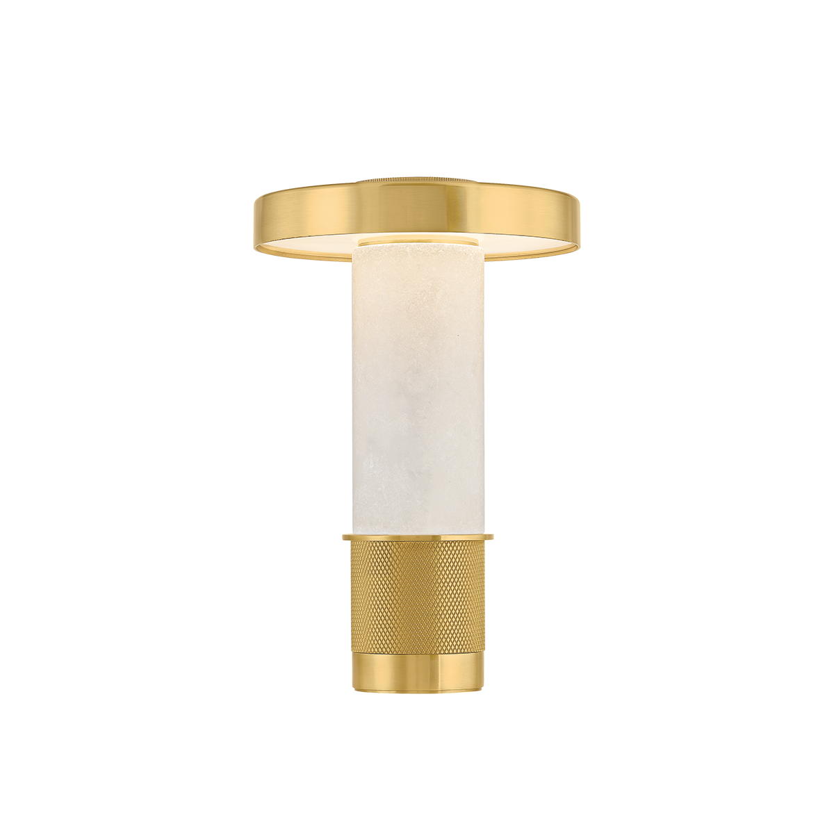 Sefton Rechargeable Table Lamp - Dimmable Alabaster Design in Aged Brass, 150 Lumens, Portable & Modern