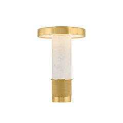 Sefton Rechargeable Table Lamp - Dimmable Alabaster Design in Aged Brass, 150 Lumens, Portable & Modern