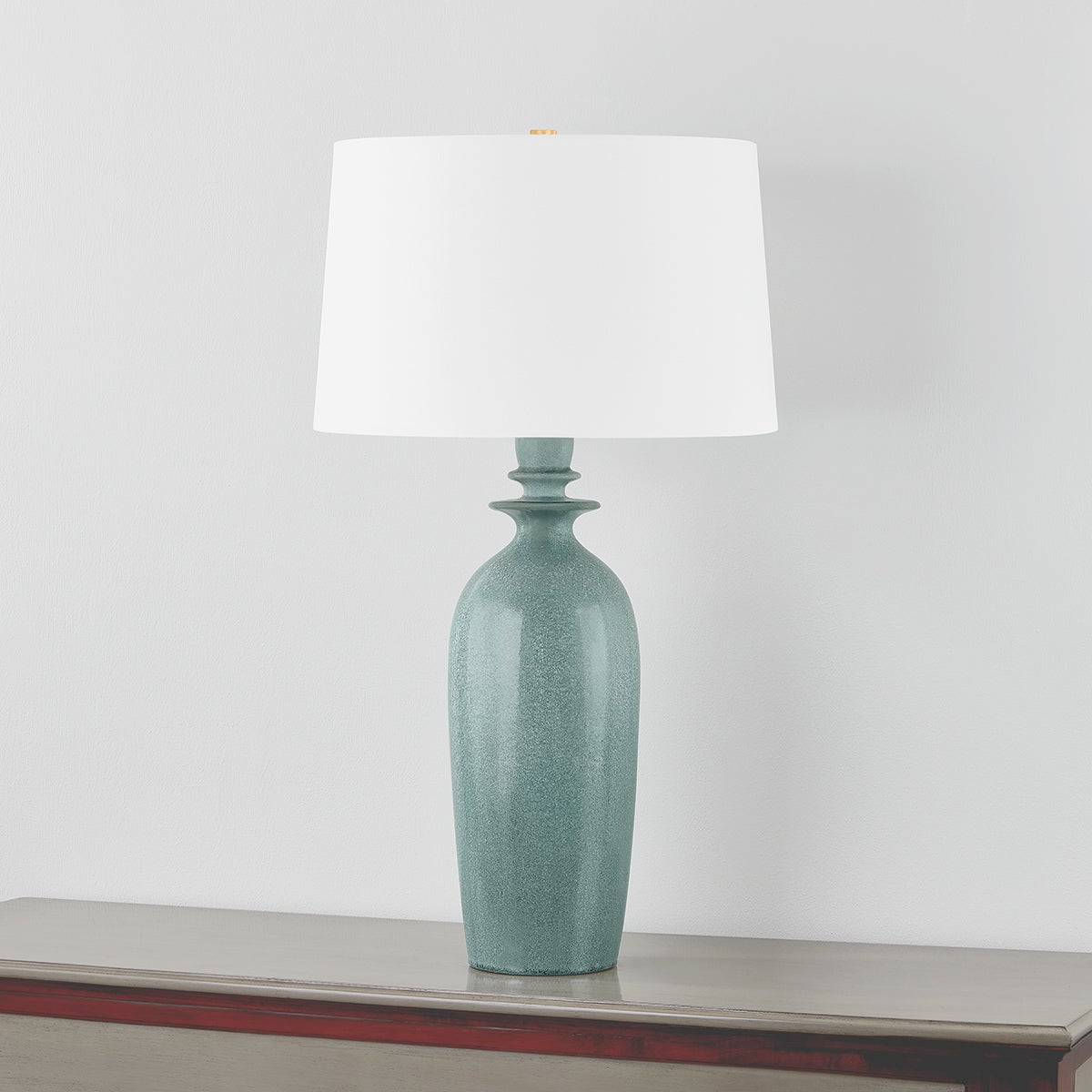 Hudson Valley Lighting Bellmawr Table Lamp - 32" Speckled Blue Ceramic with White Linen Shade