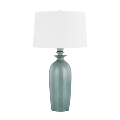 Hudson Valley Lighting Bellmawr Table Lamp - 32" Speckled Blue Ceramic with White Linen Shade