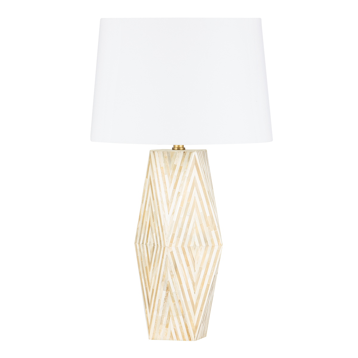 Syracuse Table Lamp by Hudson Valley Lighting, Aged Brass with Bone Inlay Design, 29.5"H