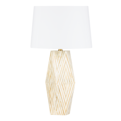 Syracuse Table Lamp by Hudson Valley Lighting, Aged Brass with Bone Inlay Design, 29.5"H