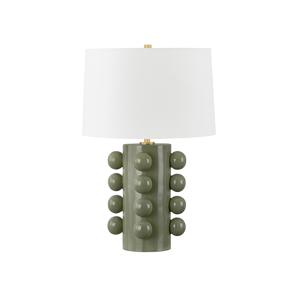 Roselle Table Lamp 26.25"H Aged Brass Ceramic with White Linen Shade Dimmable UL Listed