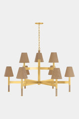 Lindenwood 9-Light Chandelier - Aged Brass Finish with Natural Woven Shades by Hudson Valley Lighting