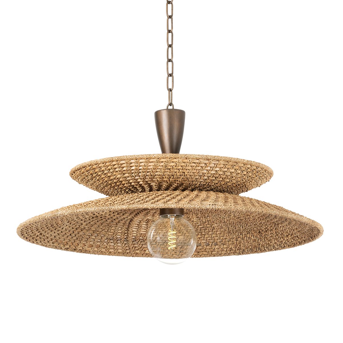 Landry Large Pendant Light By Troy Lighting, Natural Abaca Shade, Dimmable, UL Damp Rated, 15"H x 30"W