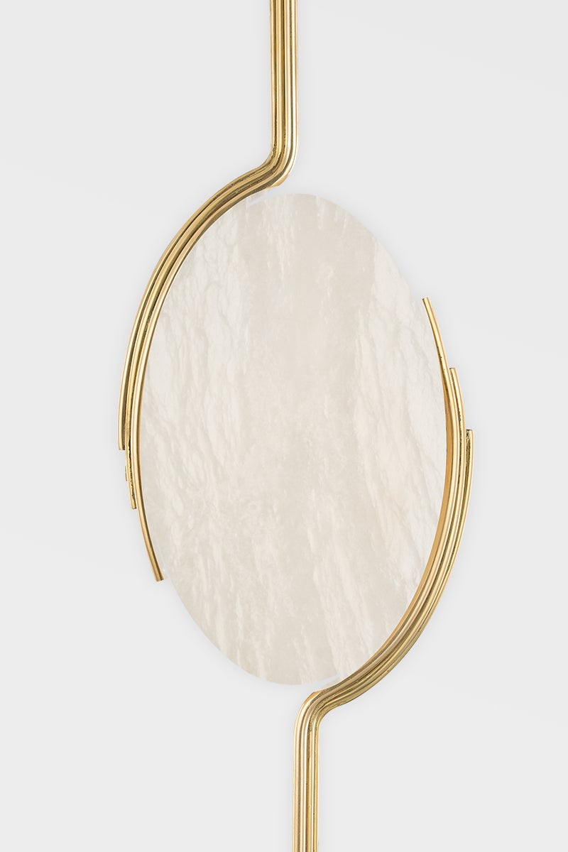 Lapis Sconce 27.5" by Corbett Lighting - Vintage Brass with Spanish Alabaster Shade, Dimmable, 625 Lumens