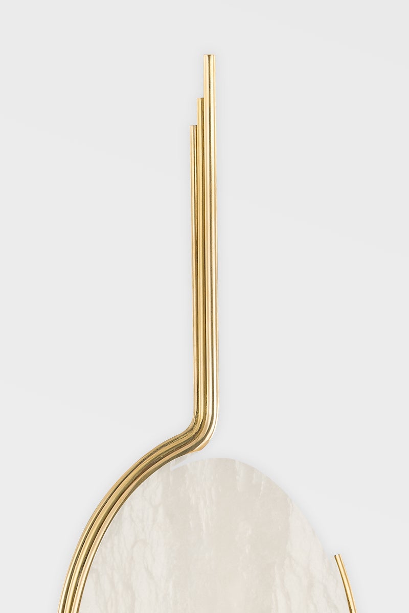 Lapis Sconce 27.5" by Corbett Lighting - Vintage Brass with Spanish Alabaster Shade, Dimmable, 625 Lumens