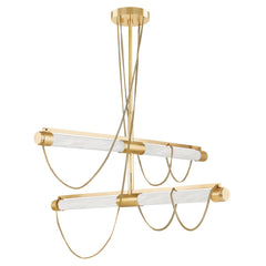 Lariat Chandelier By Corbett Lighting, Vintage Brass, Adjustable Height, 1475 Lumens, Elegant Design