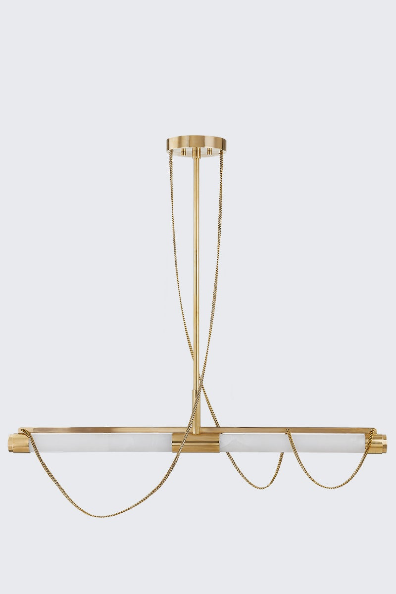 Lariat Linear Pendant Light by Corbett Lighting, Vintage Brass, Dimmable, ETL Damp Rated, 1050 Lumens