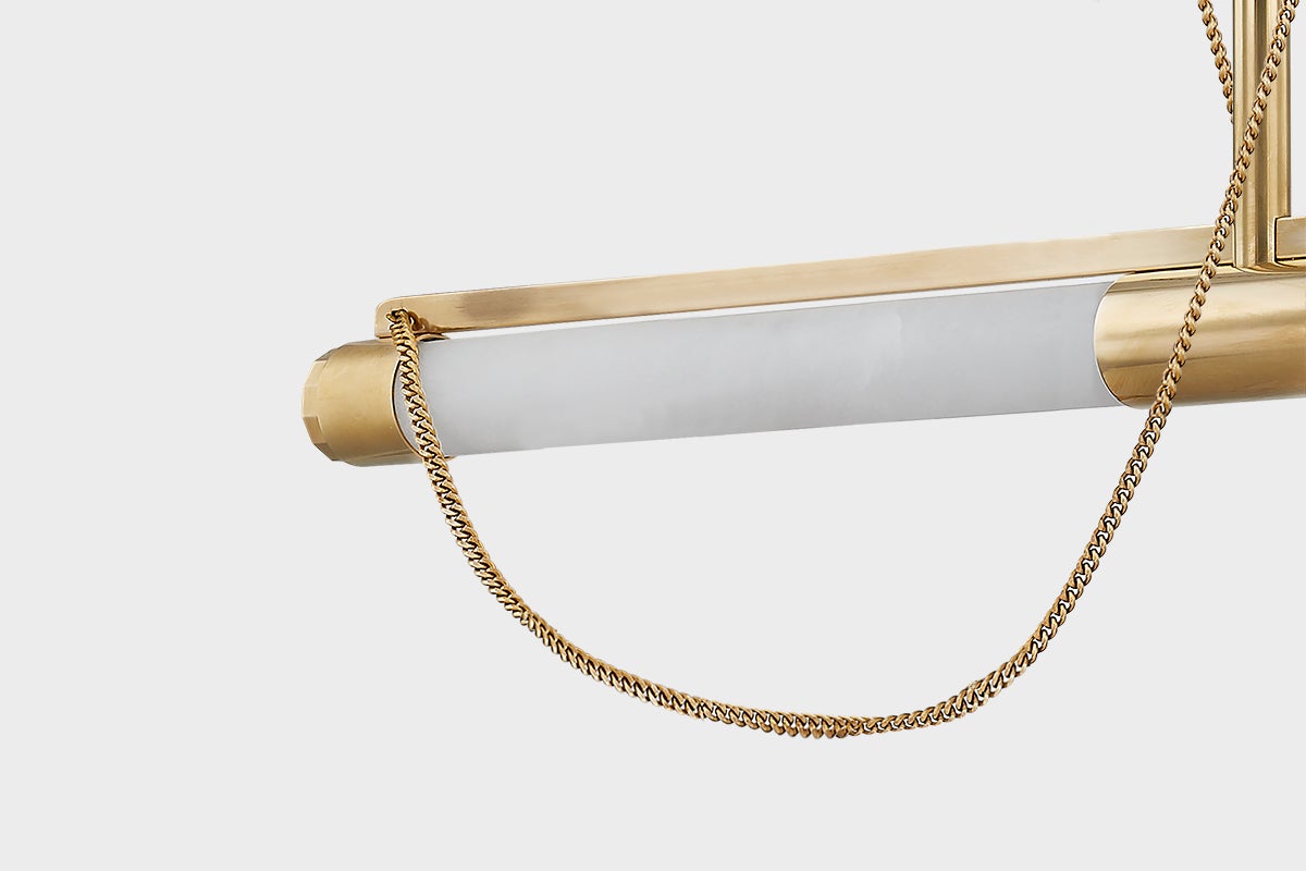 Lariat Linear Pendant Light by Corbett Lighting, Vintage Brass, Dimmable, ETL Damp Rated, 1050 Lumens