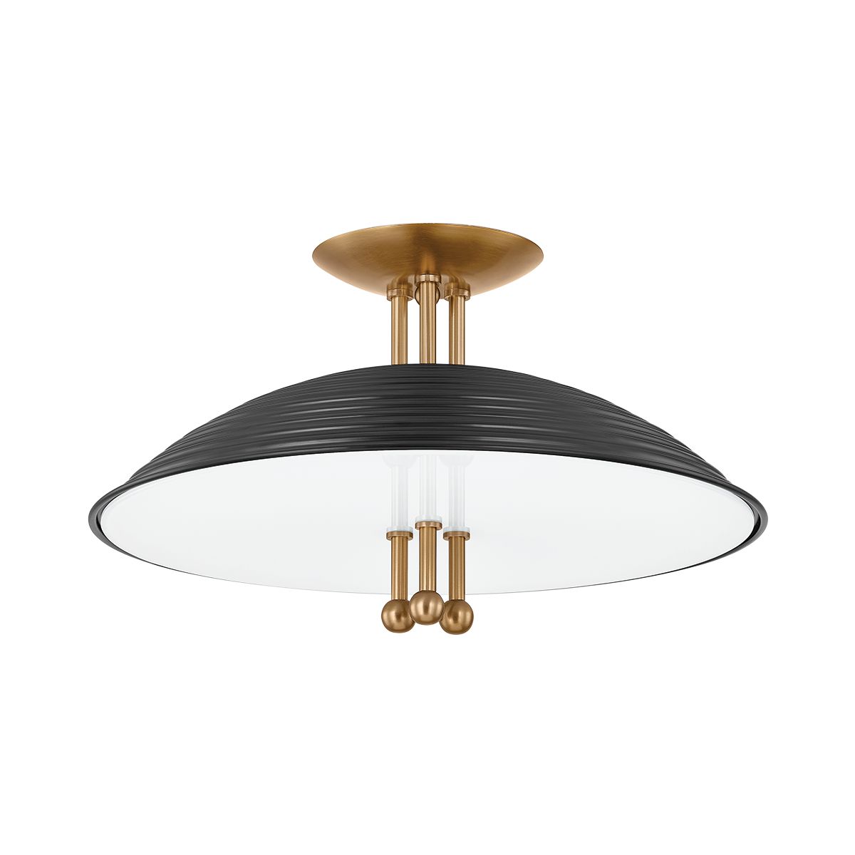 Larkin 3-Light Semi-Flush Ceiling Light by Troy Lighting in Soft Black with Dimmable Feature