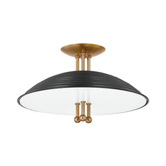 Larkin 3-Light Semi-Flush Ceiling Light by Troy Lighting in Soft Black with Dimmable Feature