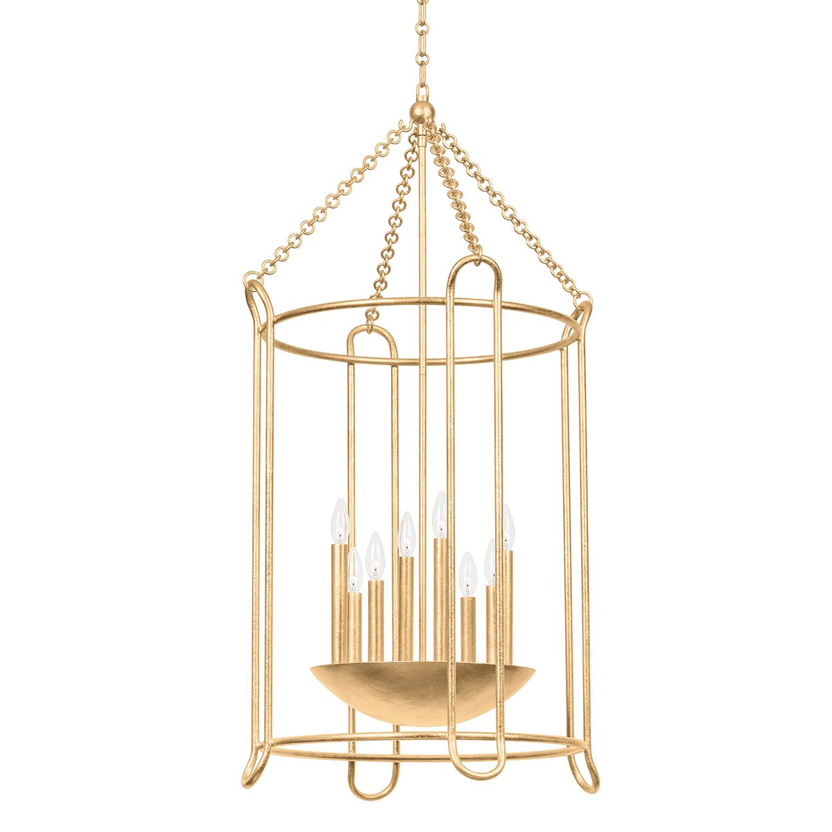 Lassen Large Lantern by Troy Lighting, 48" Height, 24.25" Width, Dimmable, Black Iron & Gold Finish