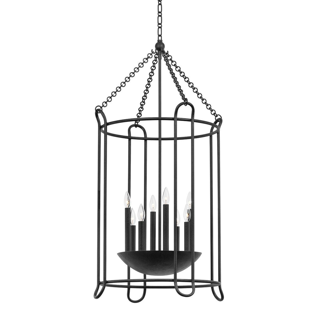 Lassen Large Lantern by Troy Lighting, 48" Height, 24.25" Width, Dimmable, Black Iron & Gold Finish