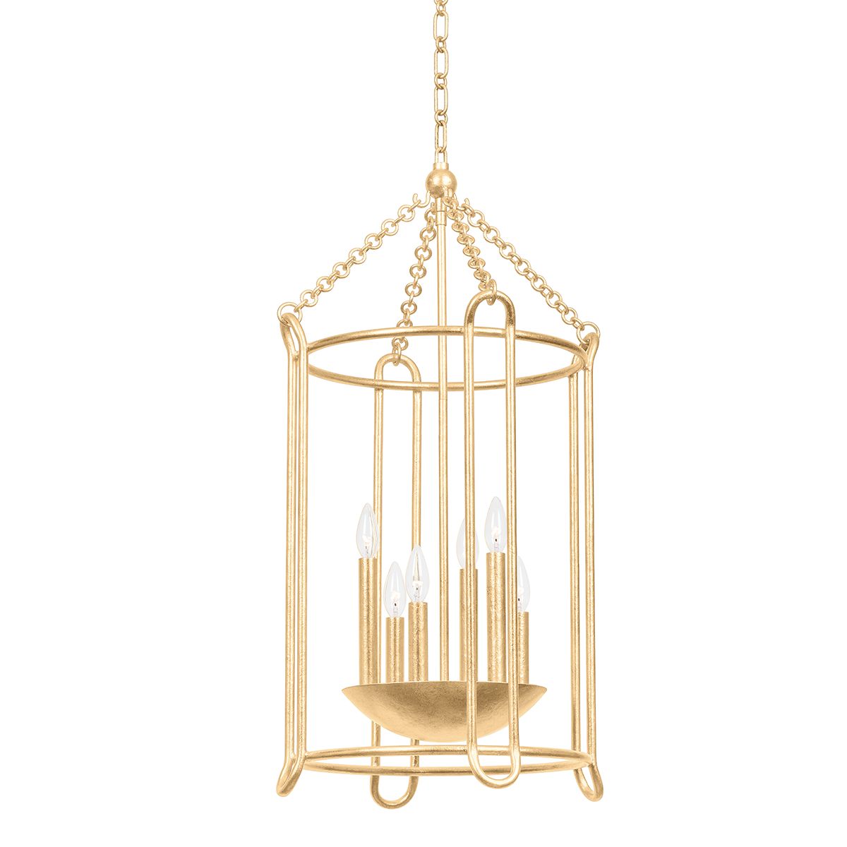 Troy Lighting Lassen Medium Lantern, 6-Light Dimmable Fixture, Black Iron or Vintage Gold Leaf Finish