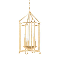 Troy Lighting Lassen Medium Lantern, 6-Light Dimmable Fixture, Black Iron or Vintage Gold Leaf Finish