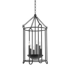 Troy Lighting Lassen Medium Lantern, 6-Light Dimmable Fixture, Black Iron or Vintage Gold Leaf Finish