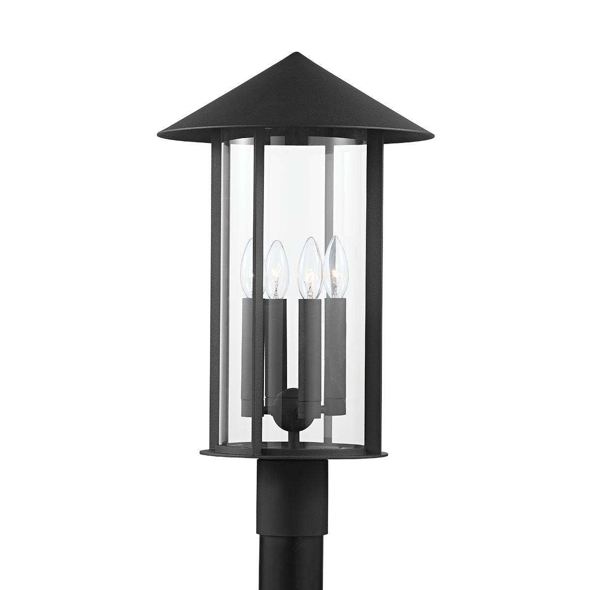 Long Beach 21.75" Outdoor Post Light by Troy Lighting with Textured Black Finish and Dimmable Feature