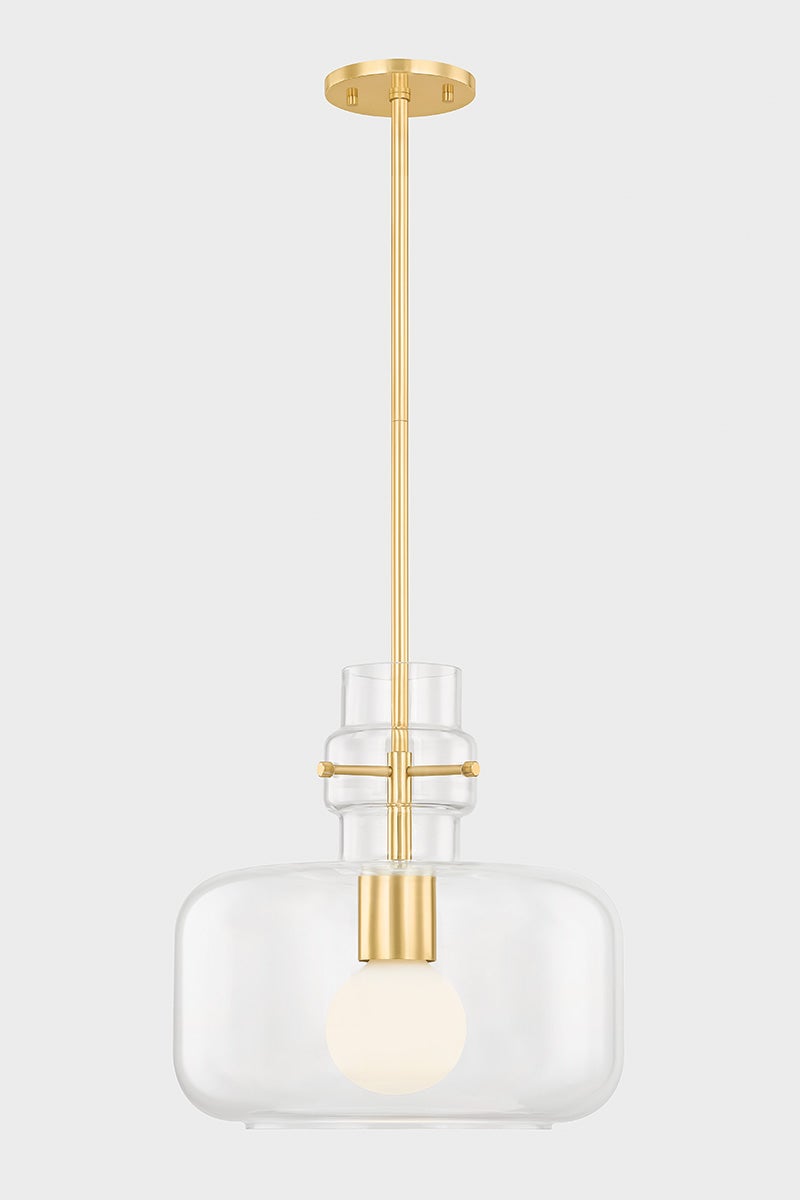 Mitzi Lumi Large Pendant Light, 25W Dimmable Bulb E26 Base, Clear Glass Shade, Modern Elegance