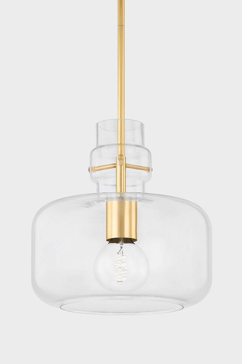 Mitzi Lumi Large Pendant Light, 25W Dimmable Bulb E26 Base, Clear Glass Shade, Modern Elegance