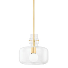 Mitzi Lumi Large Pendant Light, 25W Dimmable Bulb E26 Base, Clear Glass Shade, Modern Elegance