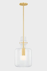 Lumi Small Pendant Light by Mitzi H902701S-AGB with Adjustable Height and Aged Brass Finish