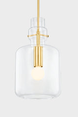 Lumi Small Pendant Light by Mitzi H902701S-AGB with Adjustable Height and Aged Brass Finish