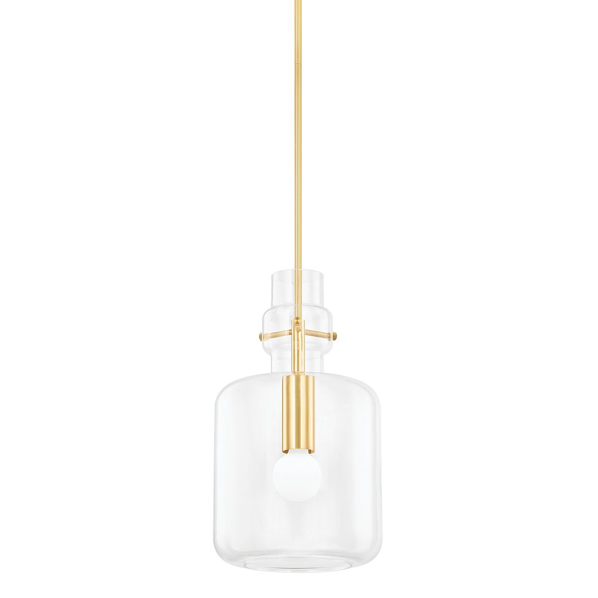 Lumi Small Pendant Light by Mitzi H902701S-AGB with Adjustable Height and Aged Brass Finish